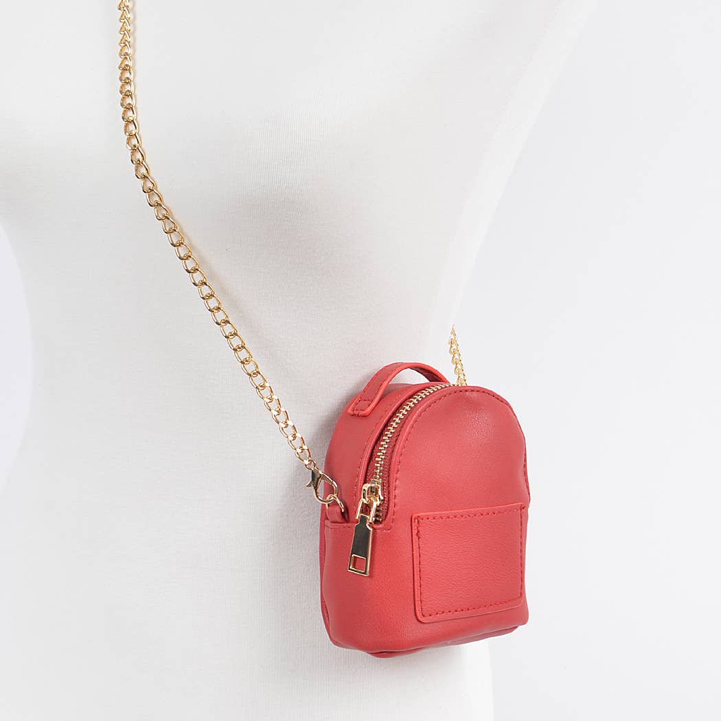 Backpack Shape Mini Bag W/Crossbody Chain