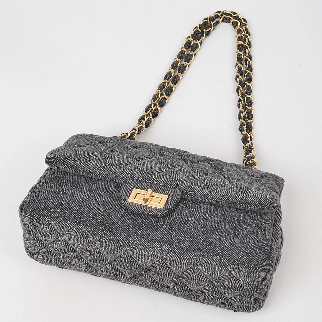 Quilted Denim Shoulder Bag
