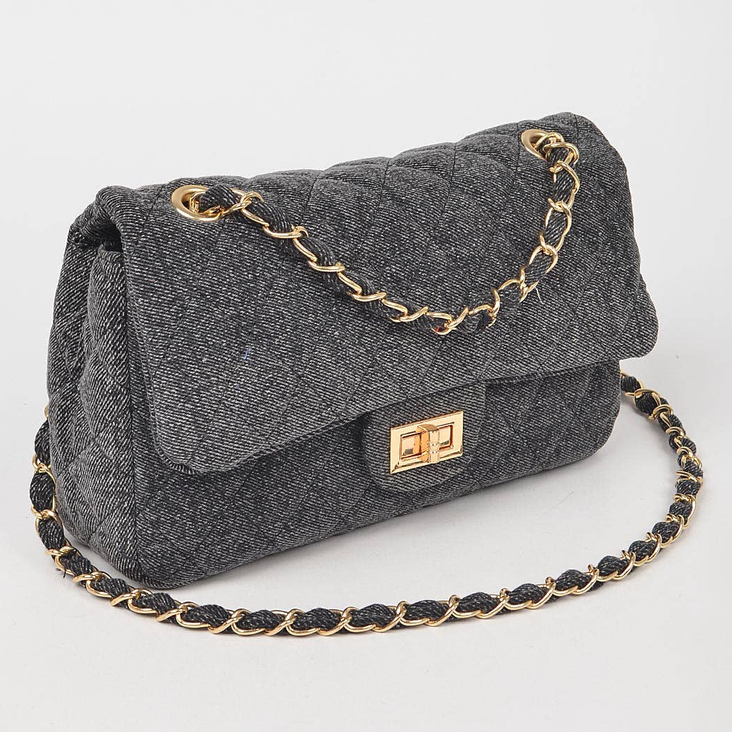 Quilted Denim Shoulder Bag