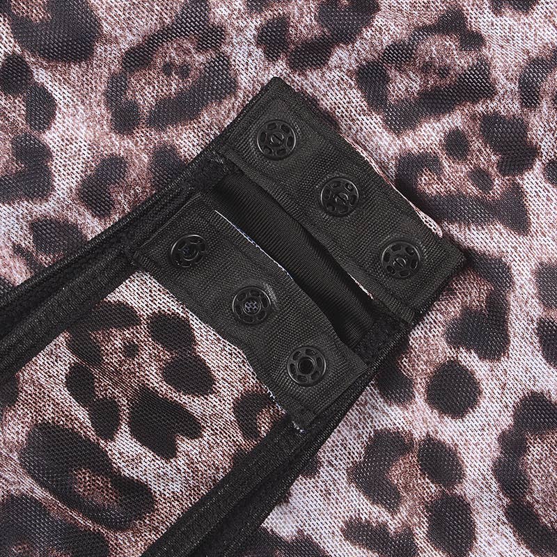 Ladies Sexy Sheer Leopard Printed Teddy