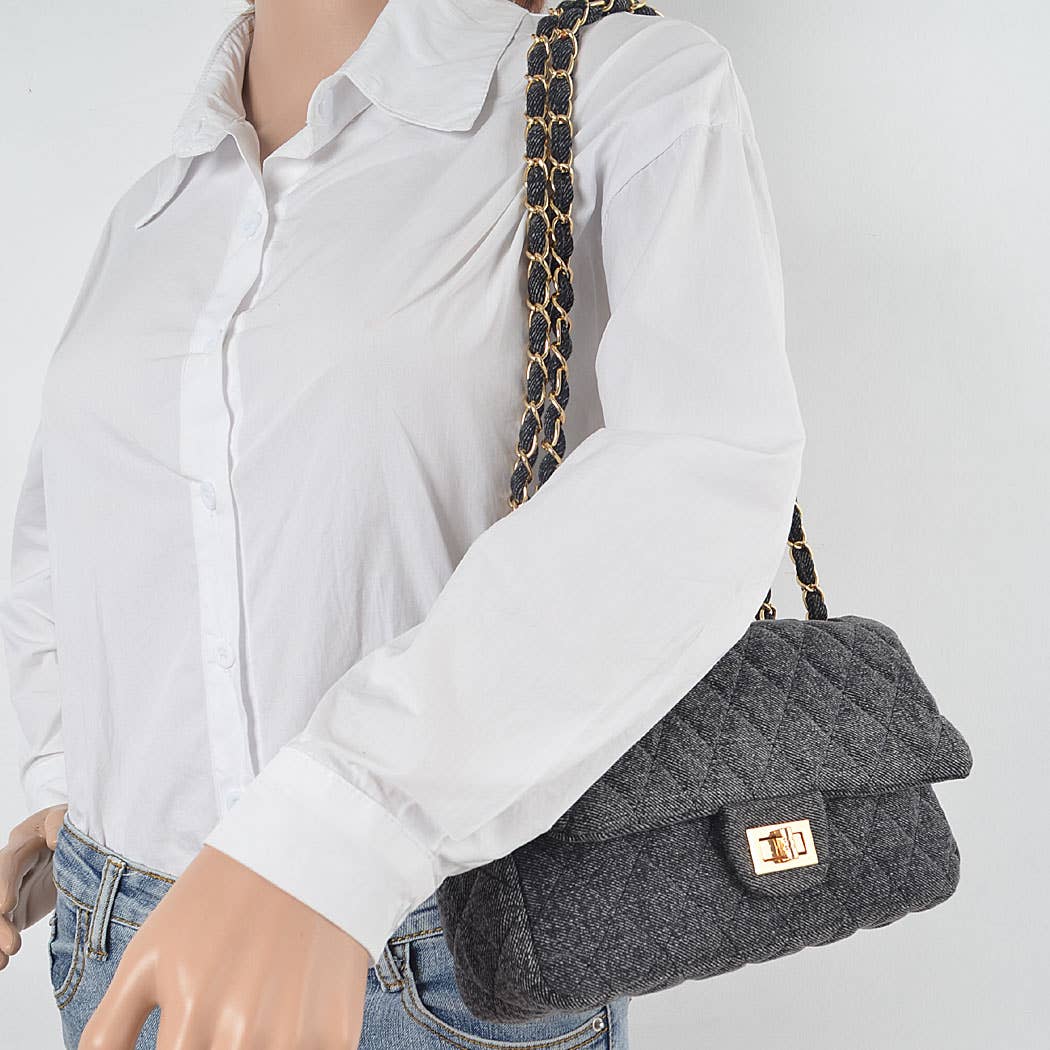Quilted Denim Shoulder Bag