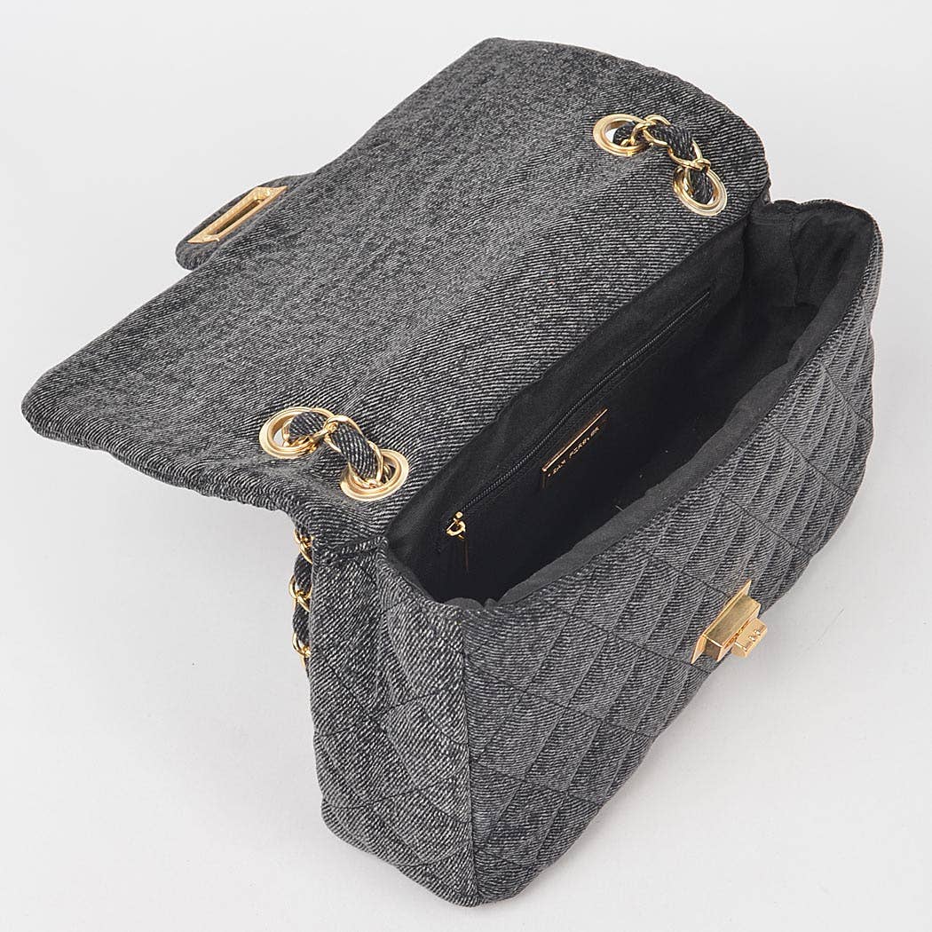Quilted Denim Shoulder Bag