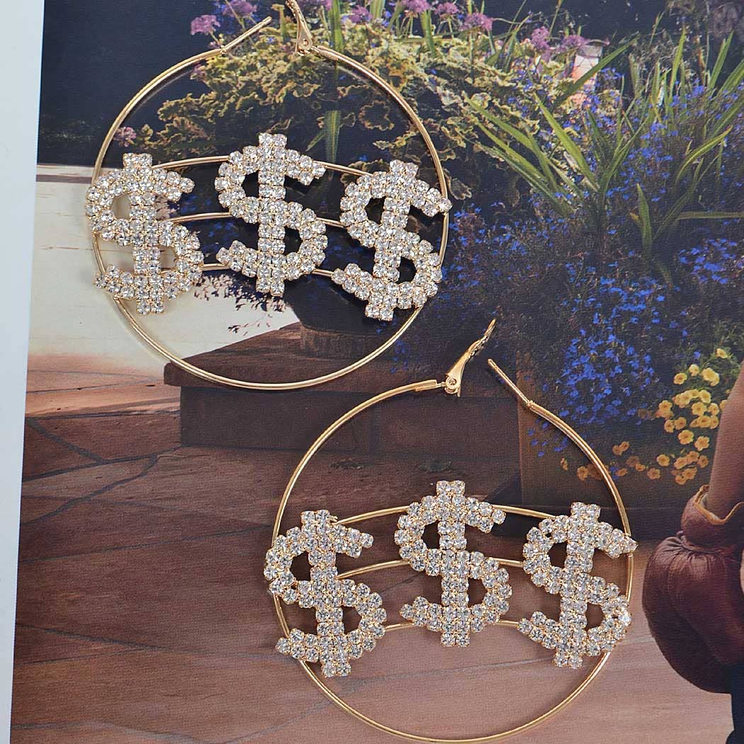 Rhinestone Dollar Sign Earring