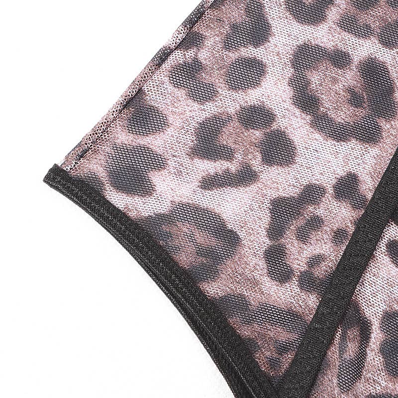 Ladies Sexy Sheer Leopard Printed Teddy