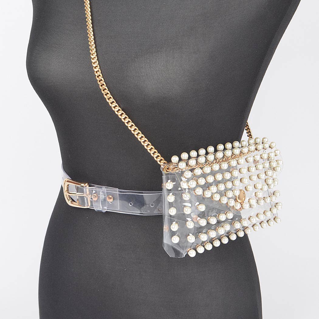 Rhinestone Clear Plus Size Belt Bag W/Chain
HB8633